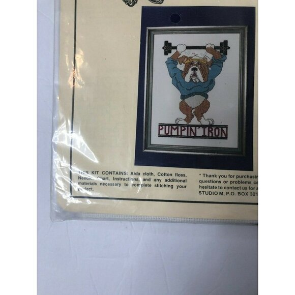 Vintage Studio M Needlecraft Cross Stitch BullDog - Picture 3 of 5